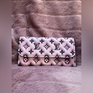 Designer Inspired Pink and Black Monogram Wallet